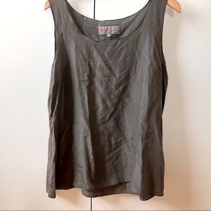MANUELLE MADE IN PARIS SILK GREY TOP BLOUSE SLEEVELESS SIZE 3 LARGE VINTAGE